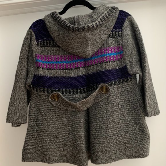 Free People Gray & Purple Hooded Sweater - Picture 2 of 4